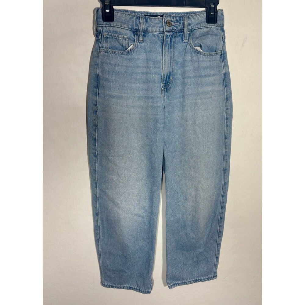Hollister Womens High Rise Barrel Jeans 00S W23 L23 Light Wash Blue Denim